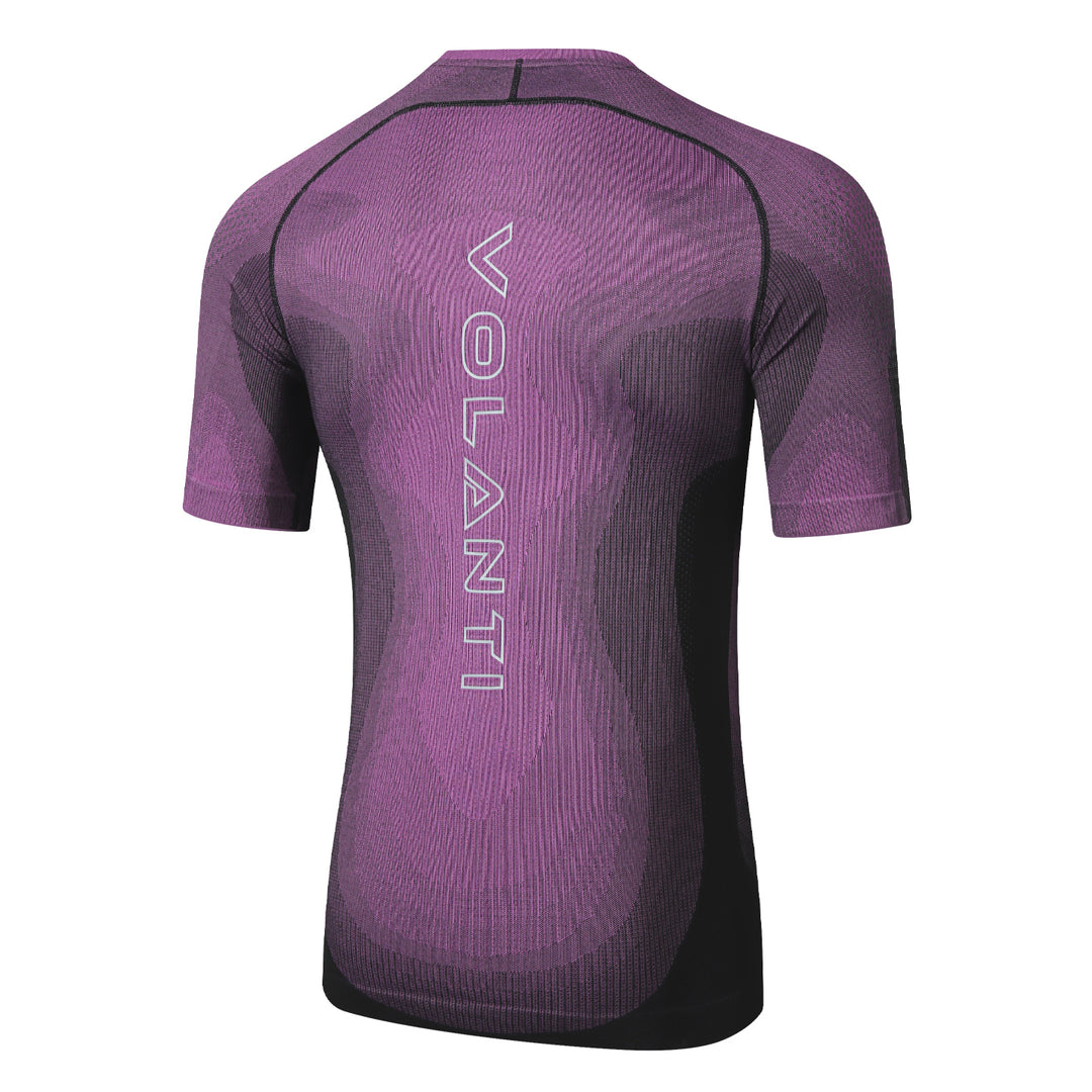 Ribbed Knit Compression Short-Sleeve Shirt
