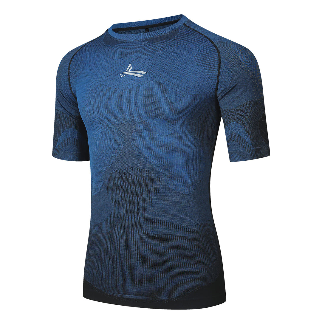 Ribbed Knit Compression Short-Sleeve Shirt