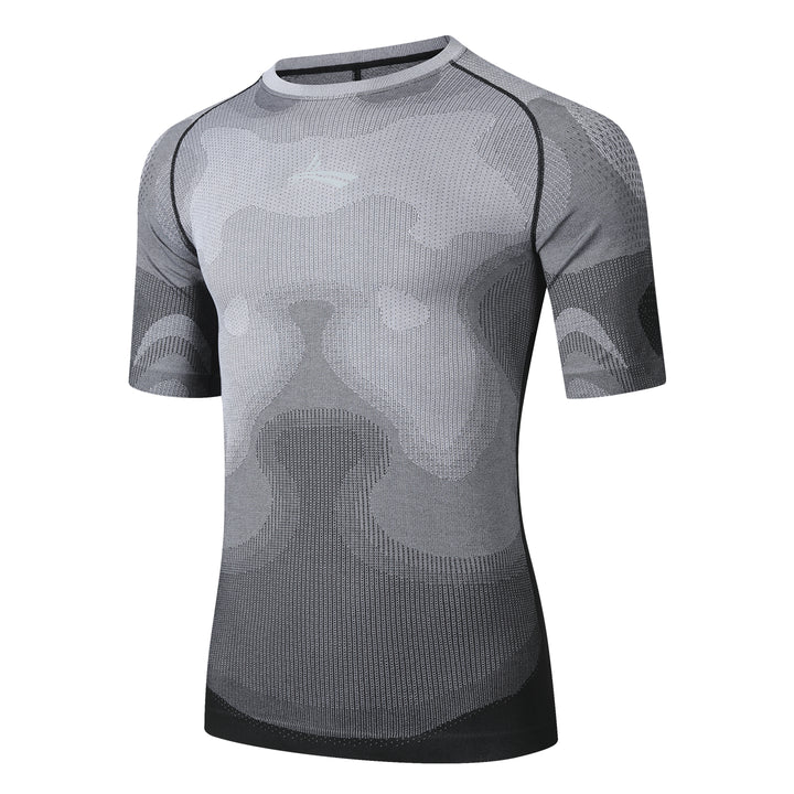 Ribbed Knit Compression Short-Sleeve Shirt