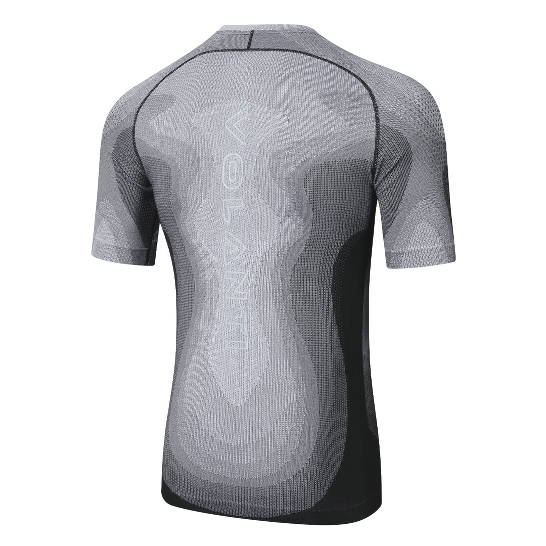 Ribbed Knit Compression Short-Sleeve Shirt