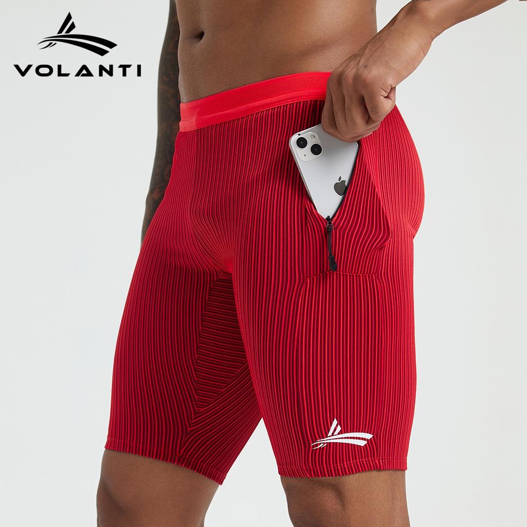VOLANTI Smart Spin Marathon Racing Compression Shorts Back Zipper